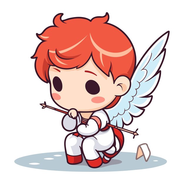 Vector cupid with bow and arrow in his hand vector illustration