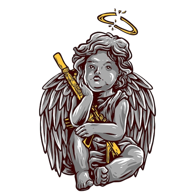 Cupido engel met een pistool vectorillustratie