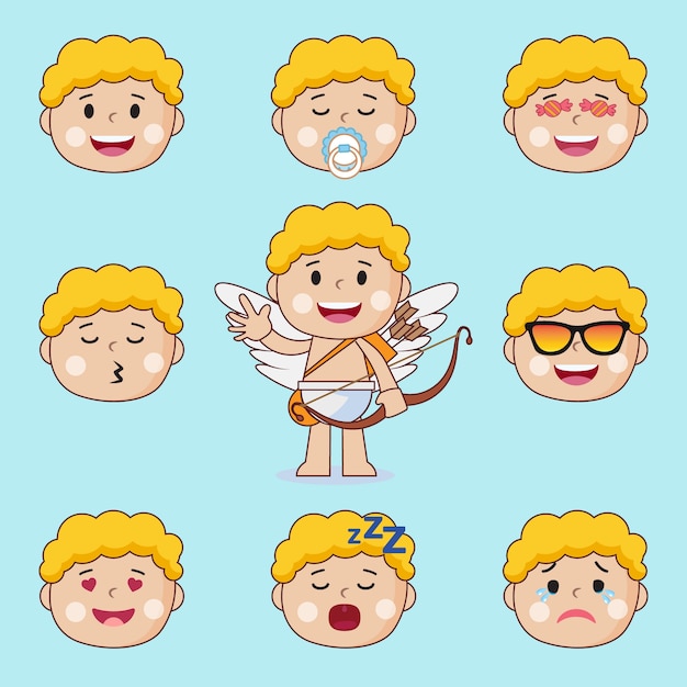Cupido Karakter Gezicht Emoticons