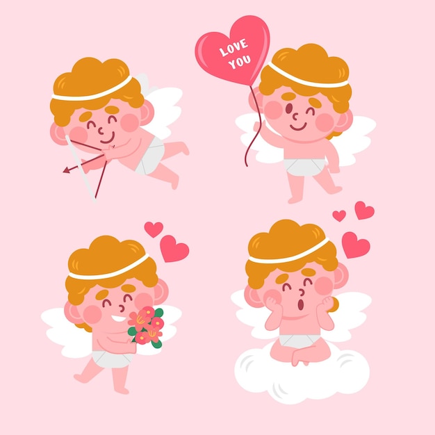 Cupido-tekencollectie in plat ontwerp