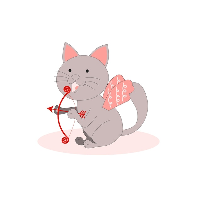 Gatto cupidone. gatto con una freccia san valentino