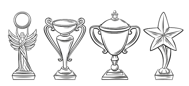 Cups award outline icons