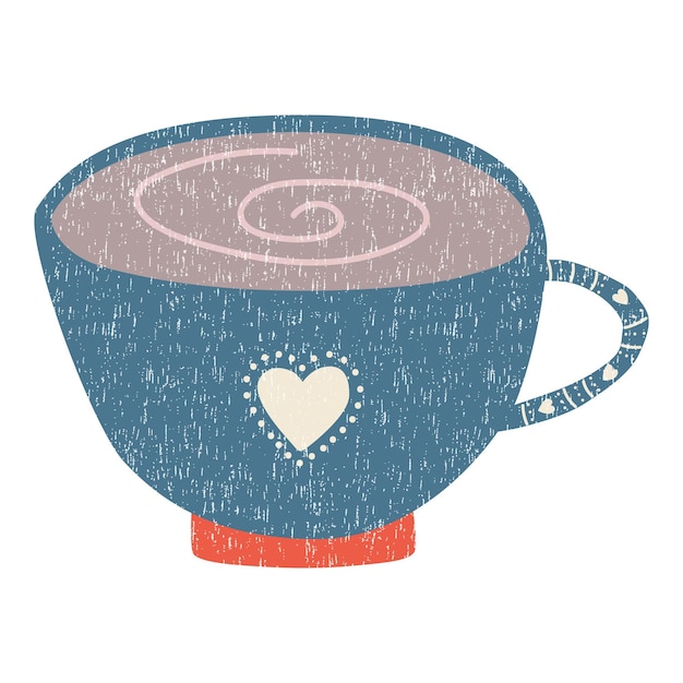 Вектор Чашки чая или кофе, изолированные на белом фоне ручная векторная иллюстрация в плоском мультяшном стиле