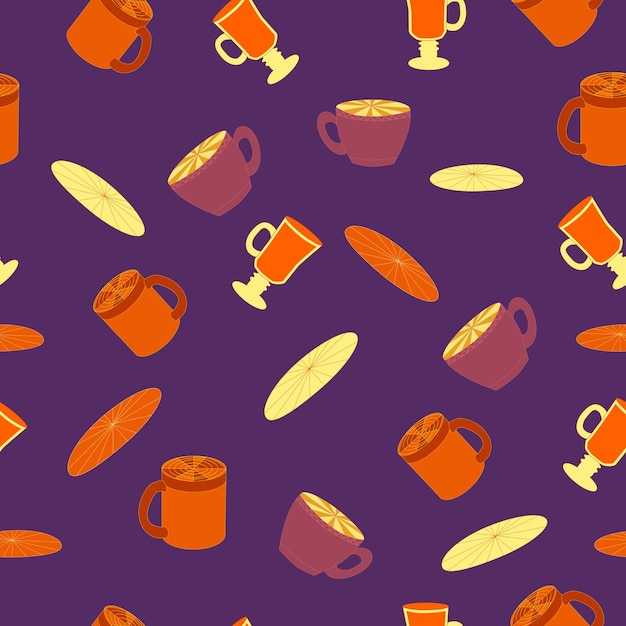 Cups and saucers bright seamless pattern Tea tea shop coffee Wallpaper wrapping paper