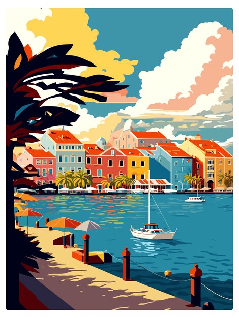 카리브해 빈티지 여행 포스터 기념품 포스트카드 초상화 그림 Wpa 일러스트레이션