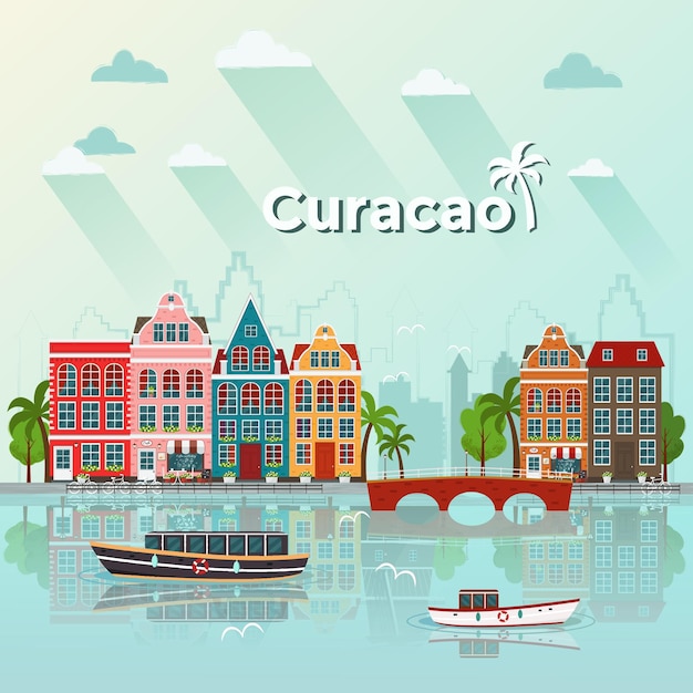 Vector curacao island  flat