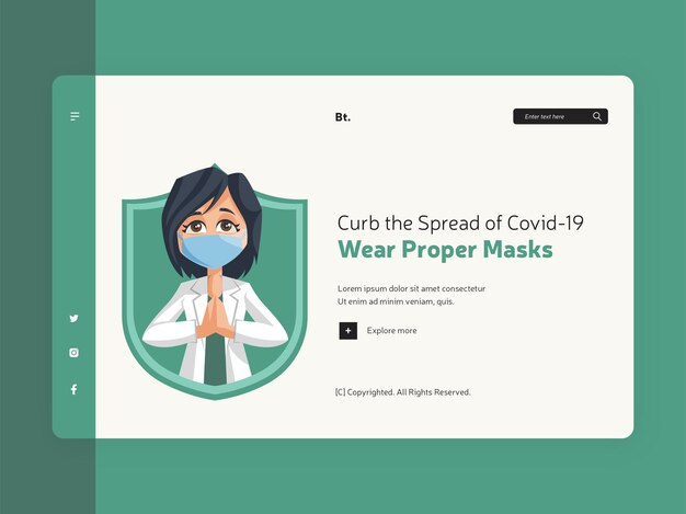 Curb the spread of covid 19 wear proper masks landing page design