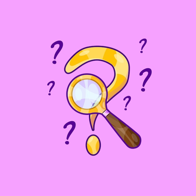 Curiosity Search Illustration Concept with Magnifying Lens and Question Symbol