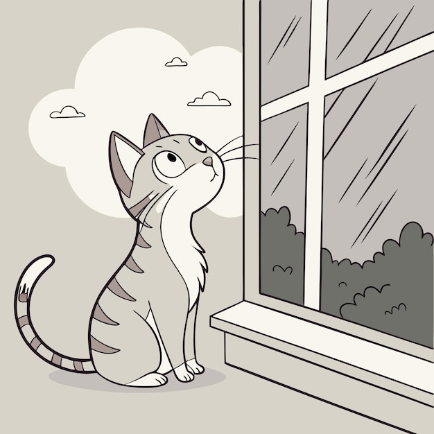 curious cat gazing out the window