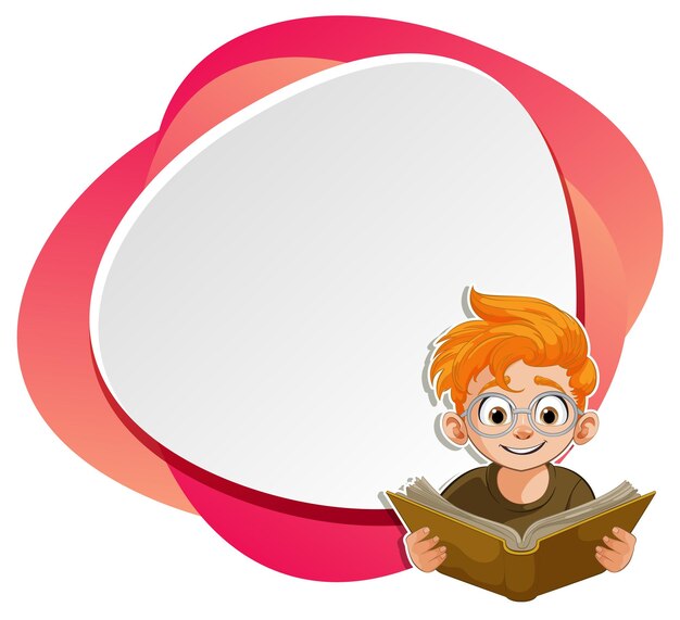 Vector curious child reading with speech bubble