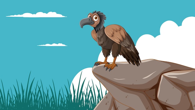 curious vulture on a rocky outcrop
