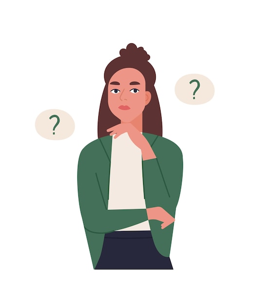curious young woman solving problem