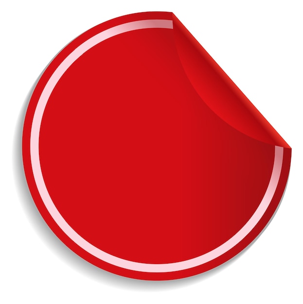 Curled corner round sticker mockup empty red label