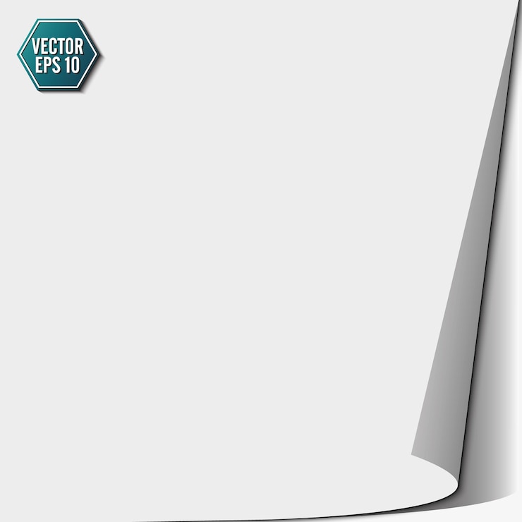 Vector curled page with shadow on blank paper design element for advertising and promotional messages