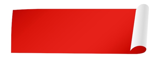 ベクトル カールした赤い紙のモックアップ白い背景で隔離の現実的な空白のラベル