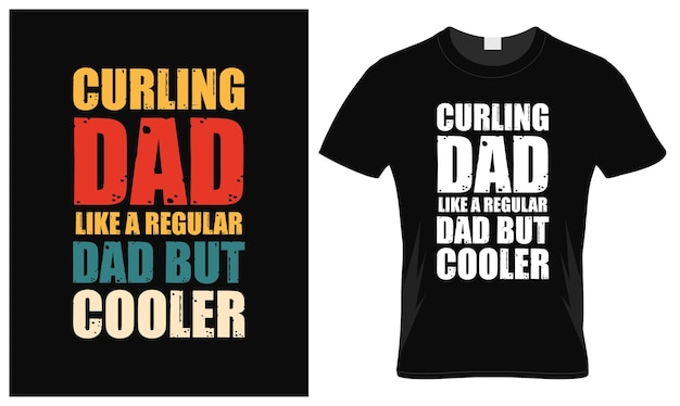Керлинг папа любовник день отца винтажный дизайн футболки