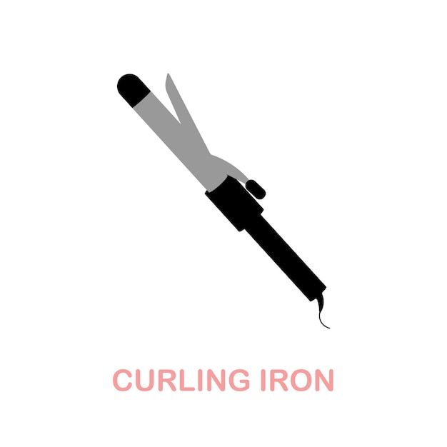 Вектор Плоский значок curling iron цветной знак элемента из коллекции салонов красоты плоский значок curling iron для инфографики веб-дизайна и многое другое