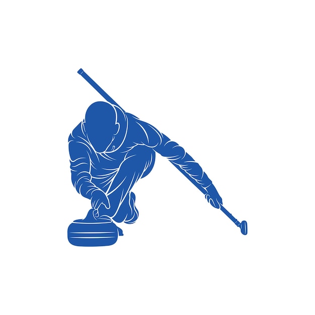 Vector curling player logo design vector icon symbol template illustration