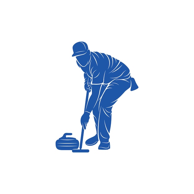 Curling player logo design vector Icon Symbol Template Illustration