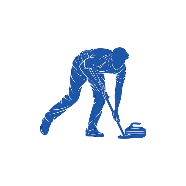 Curling player logo design vector Icon Symbol Template Illustration