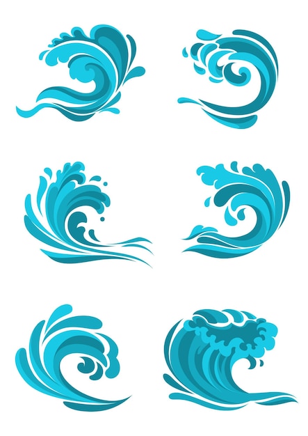 Curling sea and ocean blue waves