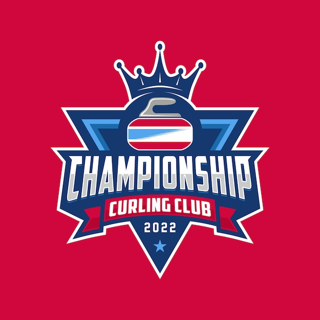 Curling sport logo template design