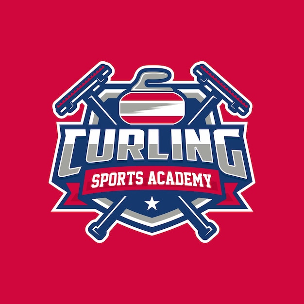 Curling sport logo template design