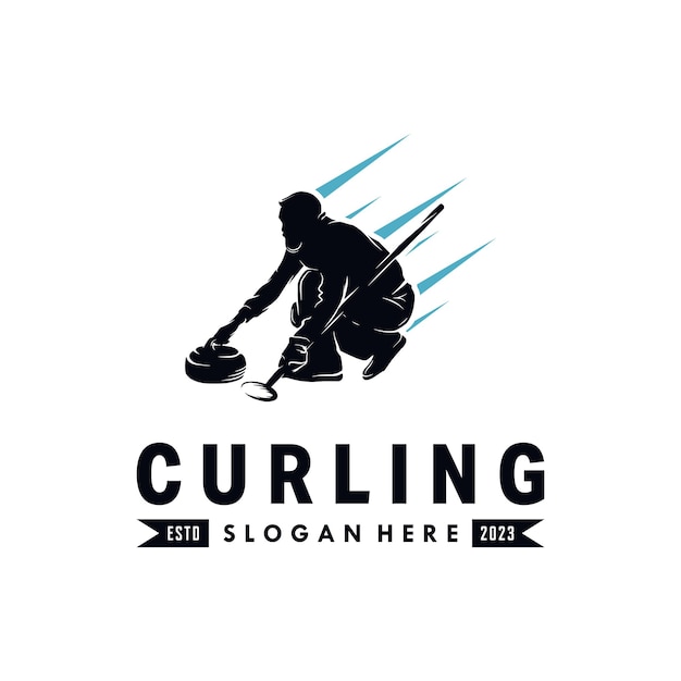 Vector curling vector logo design template