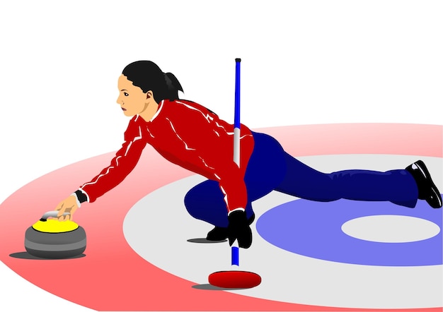 Curling vrouwen 3D-vector kleur