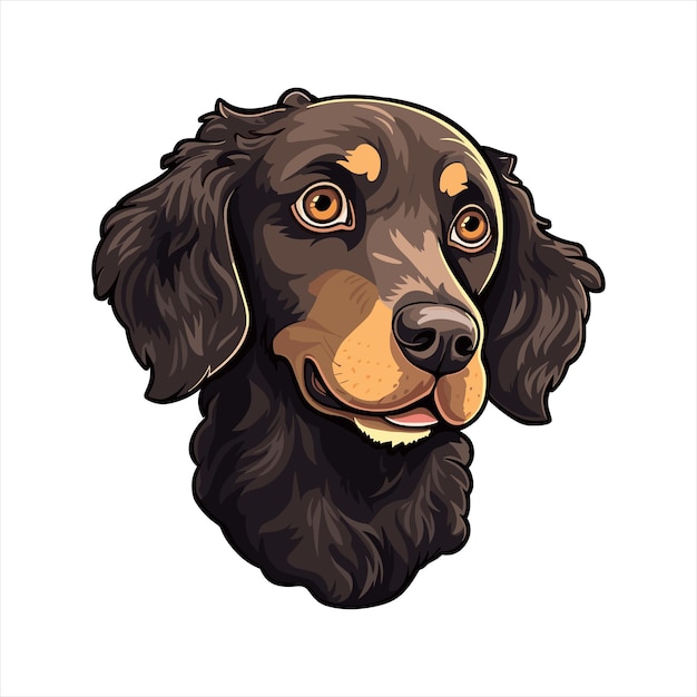 Curly Coated Retriever Hondenras Cartoon Kawaii Karakter Dier Huisdier Geïsoleerde sticker Illustratie