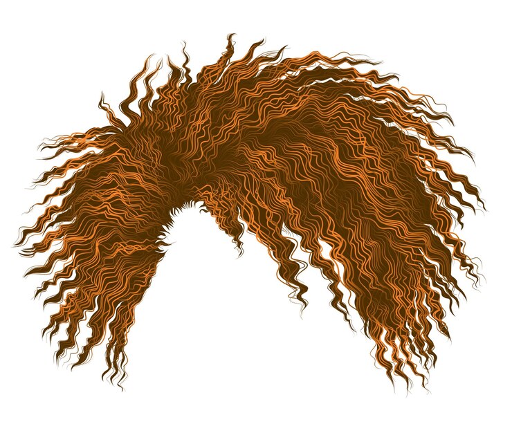 Vector curly disheveled african red hair