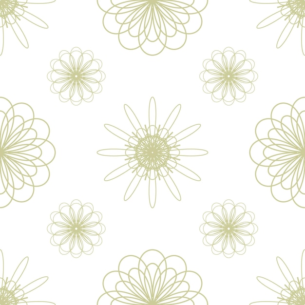 Curly, geometric, abstract, floral seamless pattern without background.