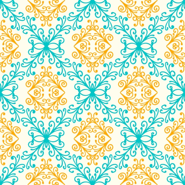 Curly thin line damask seamless pattern. Infinity background, floral ornament.