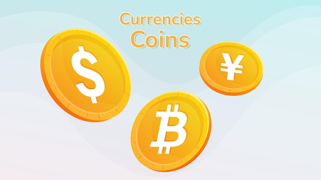 Currencies Coins Set Illustration With 3D View