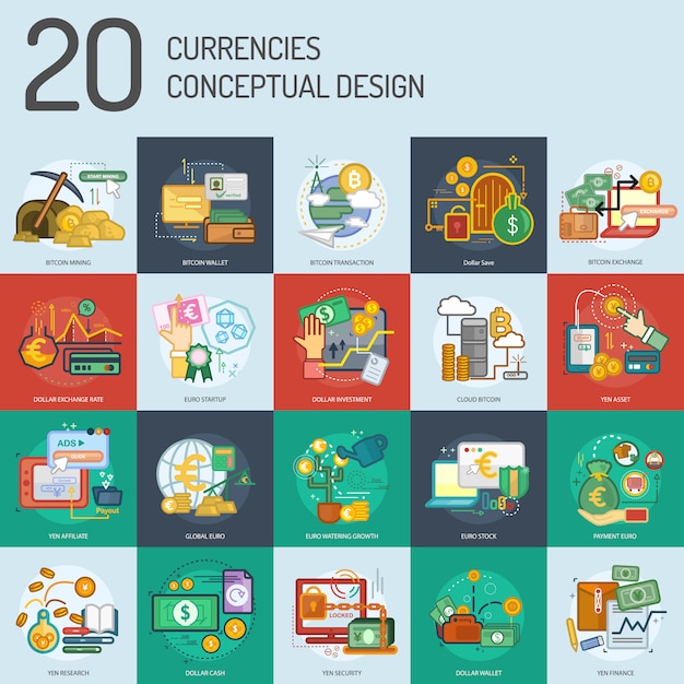 Vector currencies design collection