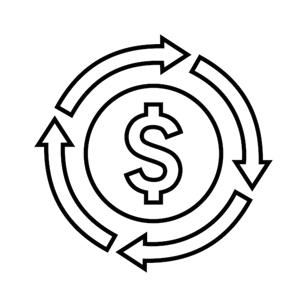 Vector currency dollar outline icon line art vector