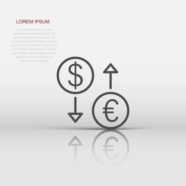 Иконка обмена валюты в плоском стиле Доллар евро перевод векторной иллюстрации на белом изолированном фоне Бизнес-концепция финансового процесса