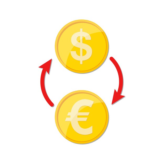 フラットスタイルの外貨両替アイコン。ベクトルイラスト。分離された両替金アイコン。