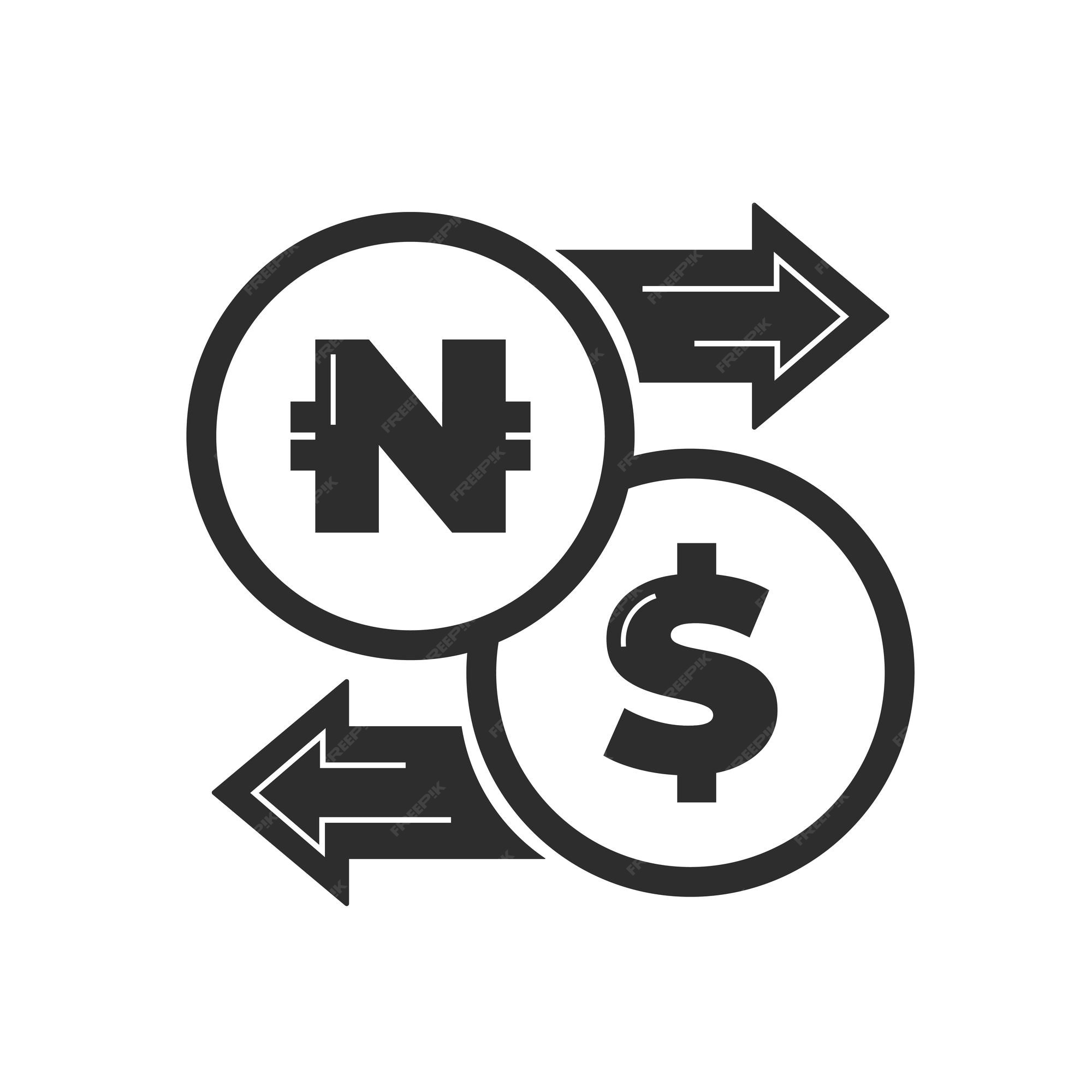 Premium Vector Currency exchange Money conversion Dollar to Nigerian Naira icon isolated on
