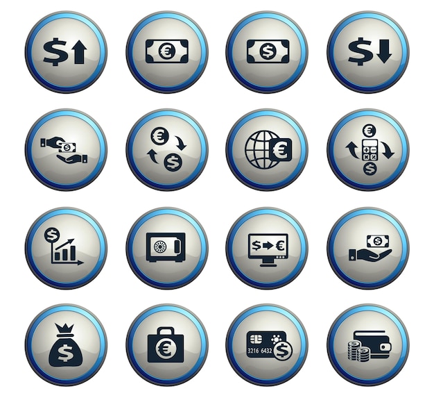 Currency exchange vector icons for web and user interface design