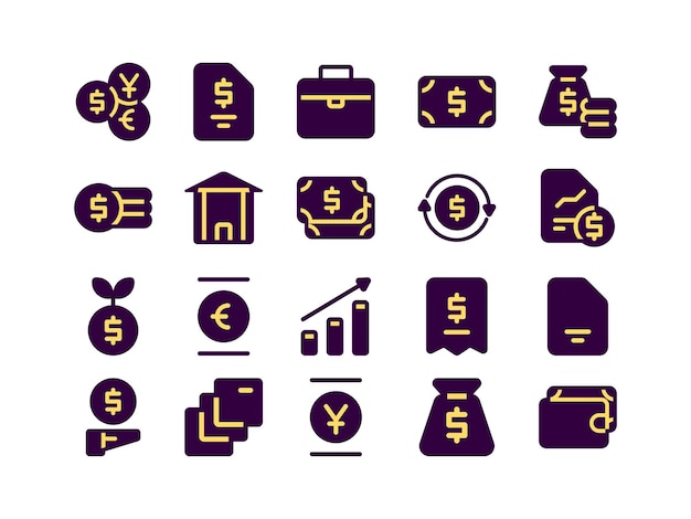 Currency Icon Pack Glyph Two Tone Style Navigation Icons Collection Perfect voor websites Landing Pages Mobile apps en presentaties geschikt voor gebruikersinterface of gebruikerservaring UI UX