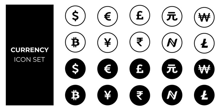 Vector currency icon set