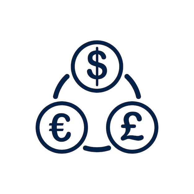 Vector currency icons dollar euro yuan and other symbols