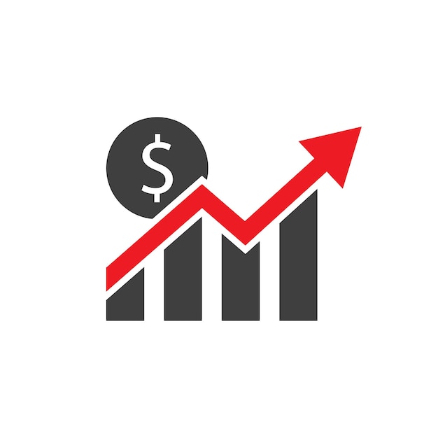 赤い矢印とチャートアップで通貨が増加