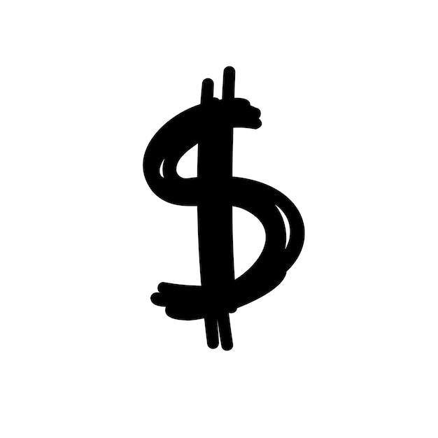 Vettore valuta denaro usd simbolo del dollaro icona illustrazione vettoriale disegnato a mano cartoon doodle