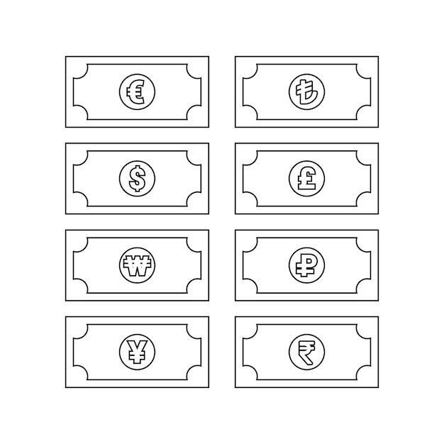 currency note boarder line icons