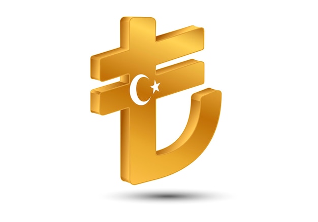 Valuta della turchia. simbolo della lira turca, la valuta ufficiale della turchia. rendering 3d.