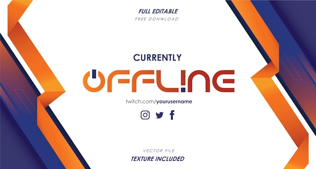 Currently offline twitch banner background with modern style