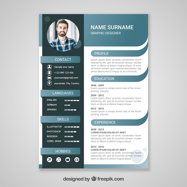 Curriculum template with flat design