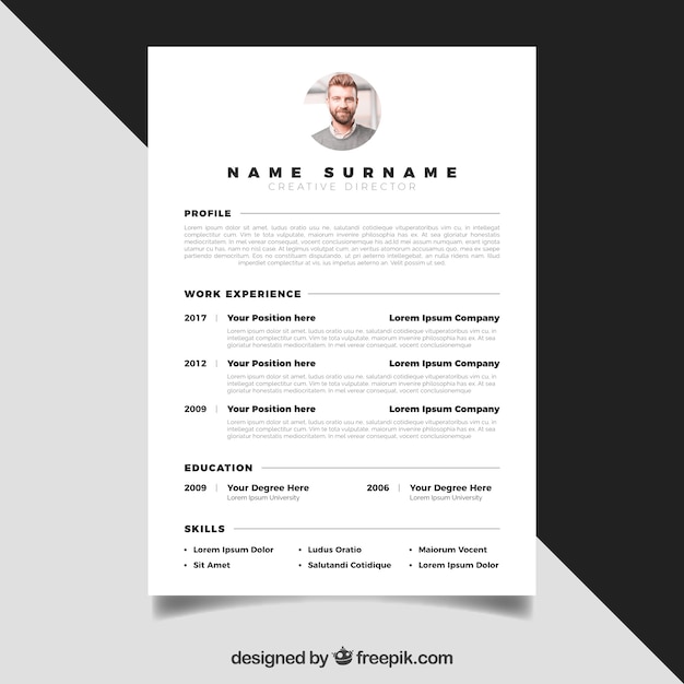 curriculum template with minimalist style